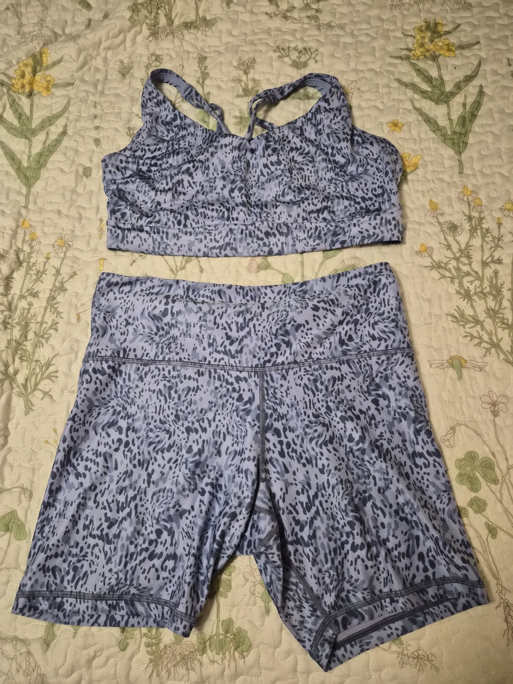 Athleta Blue Leopard-Print Active Set